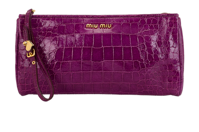 Miu Miu Croc Embossed Wristlet, &pound;295, Accessories, Purple, Leather, Front view
